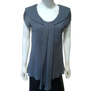 LAPIS Bias Cut Draped Front Cap Sleeve Rayon Georgette Top Sz S Blue